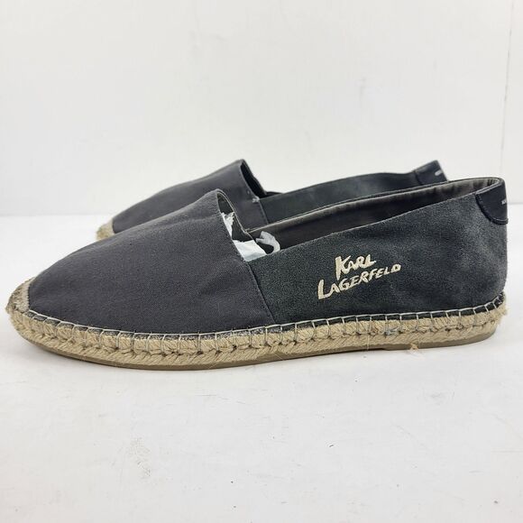 Karl Lagerfeld Espadrilles Women Loafers Slip on canvas suede upper Gray Size 12 - Picture 2 of 10
